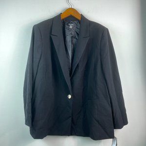 Nine West Womens Plus 24W Black One Button Notch Collar Stretch Jacket NWT AJ42